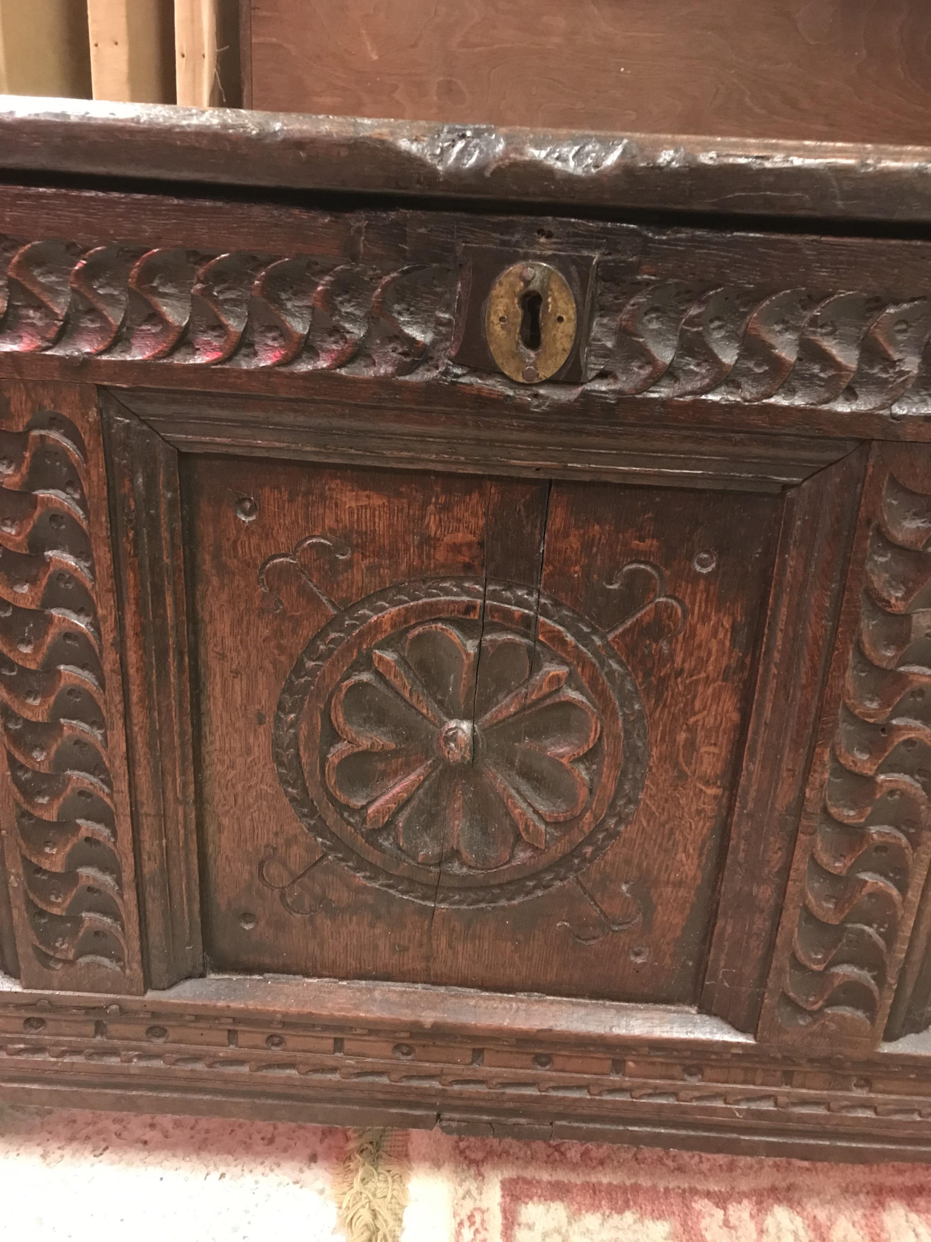 A 17th Century oak coffer, - Image 20 of 41