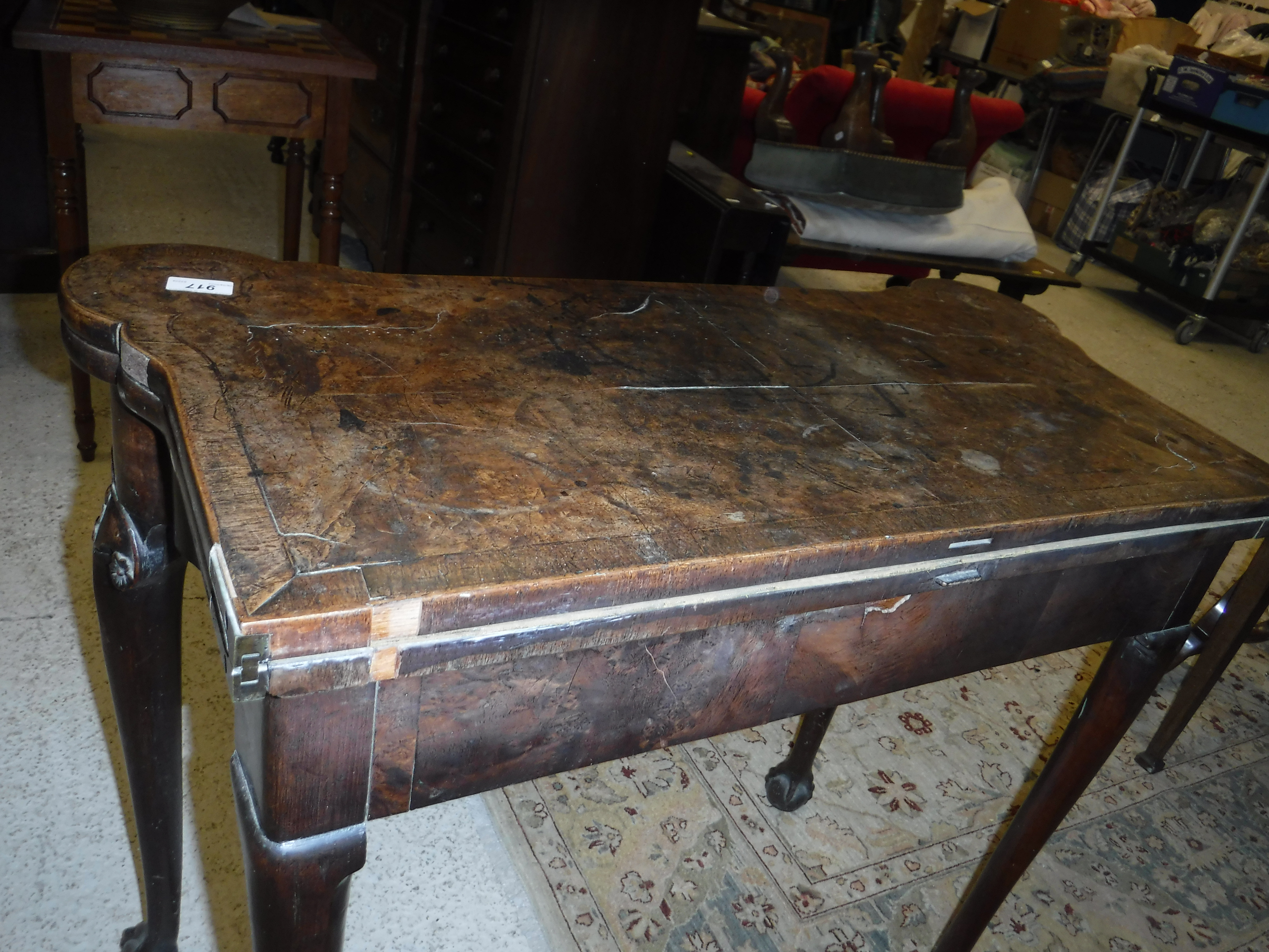 An 18th Century walnut veneered card table, the shaped top quartered, - Image 19 of 36