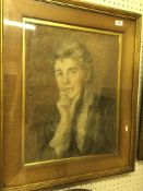MARION "MAUD" GEMMELL HUTCHINSON (1887-1963) "Viscountess Van den Brule", a portrait study, pastel,