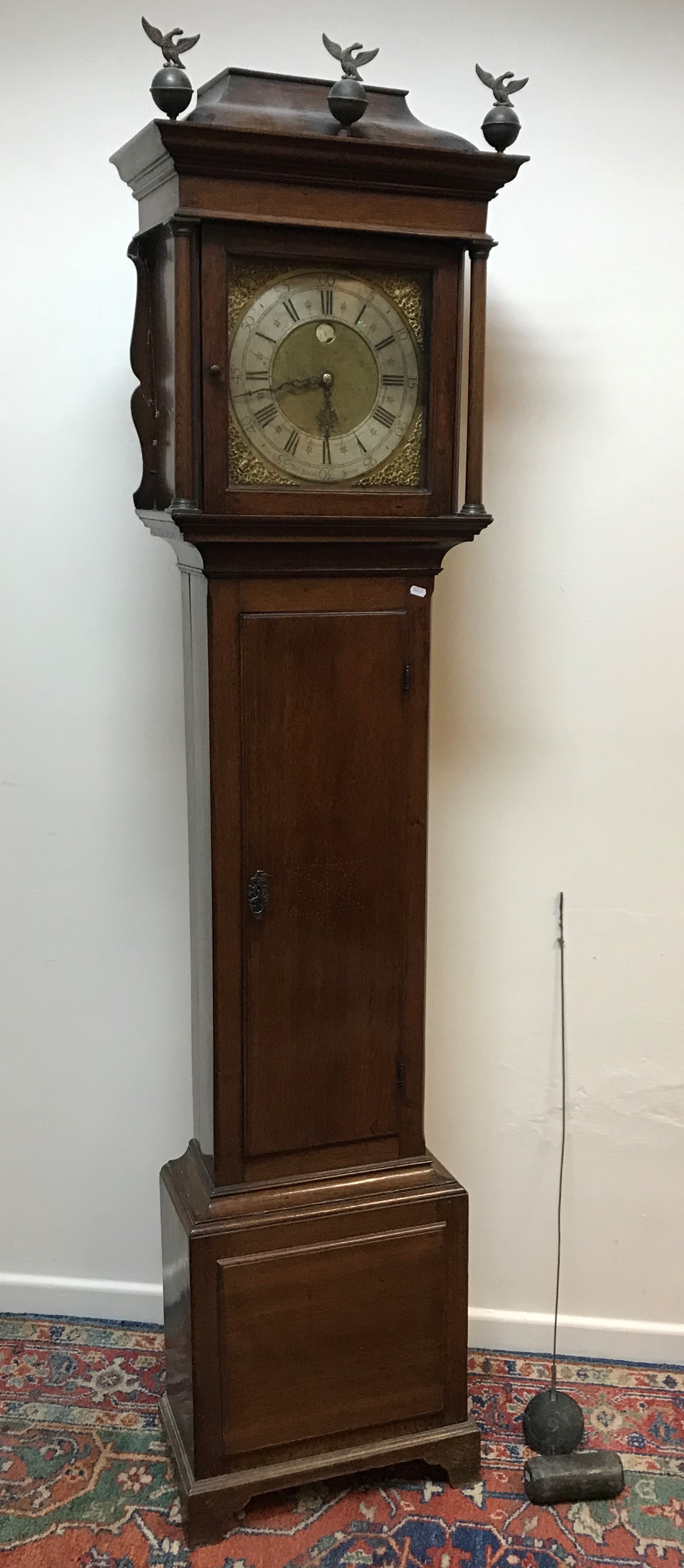 A late 18th Century oak cased long case clock,