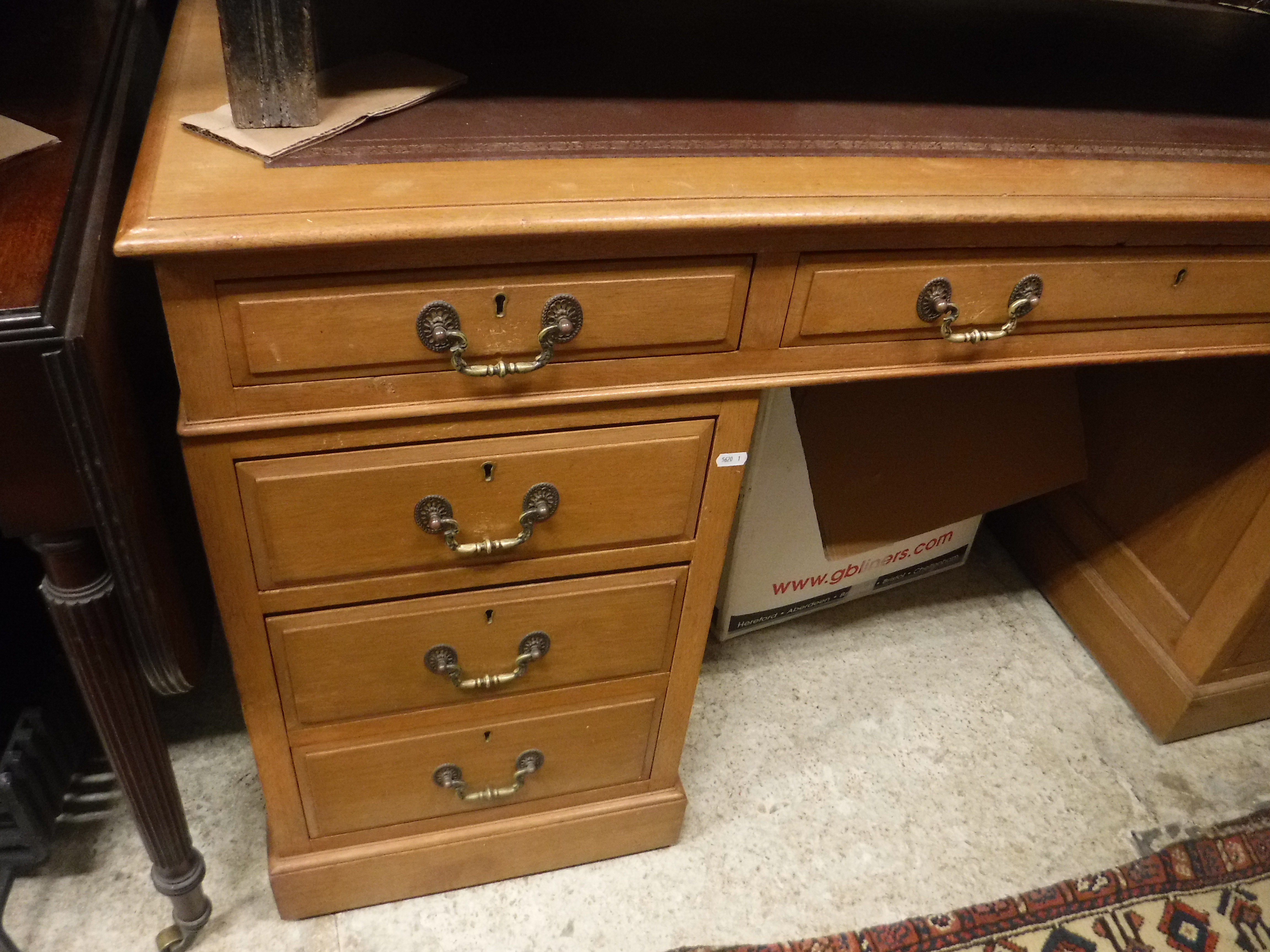 An early 20th Century mahogany double pedestal desk, - Image 5 of 28