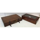 A mahogany artist's box with fitted interior and palette, 35.5 cm x 26.