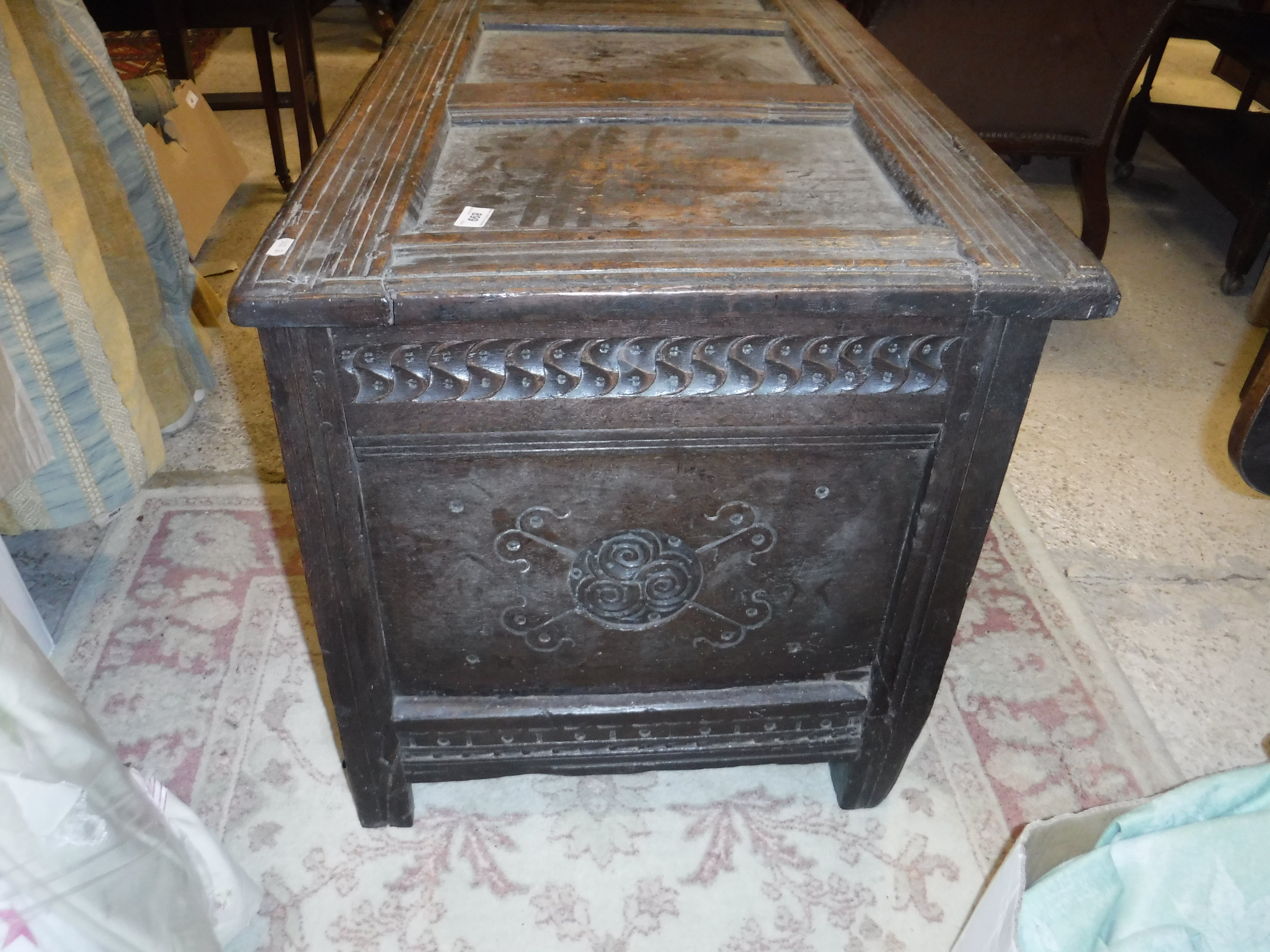 A 17th Century oak coffer, - Image 11 of 41