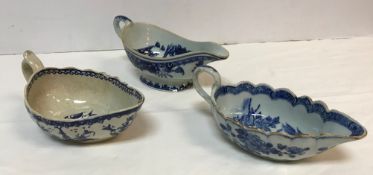 A 19th Century Chinese blue and white porcelain sauce boat,