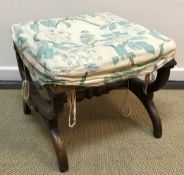 A 19th Century mahogany X framed dressing stool with upholstered seat 47 cm x 48 cm x approx.