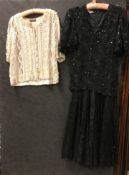 A collection of vintage 80's evening wear to include a beaded Frank Usher top and Diana Fray (?)