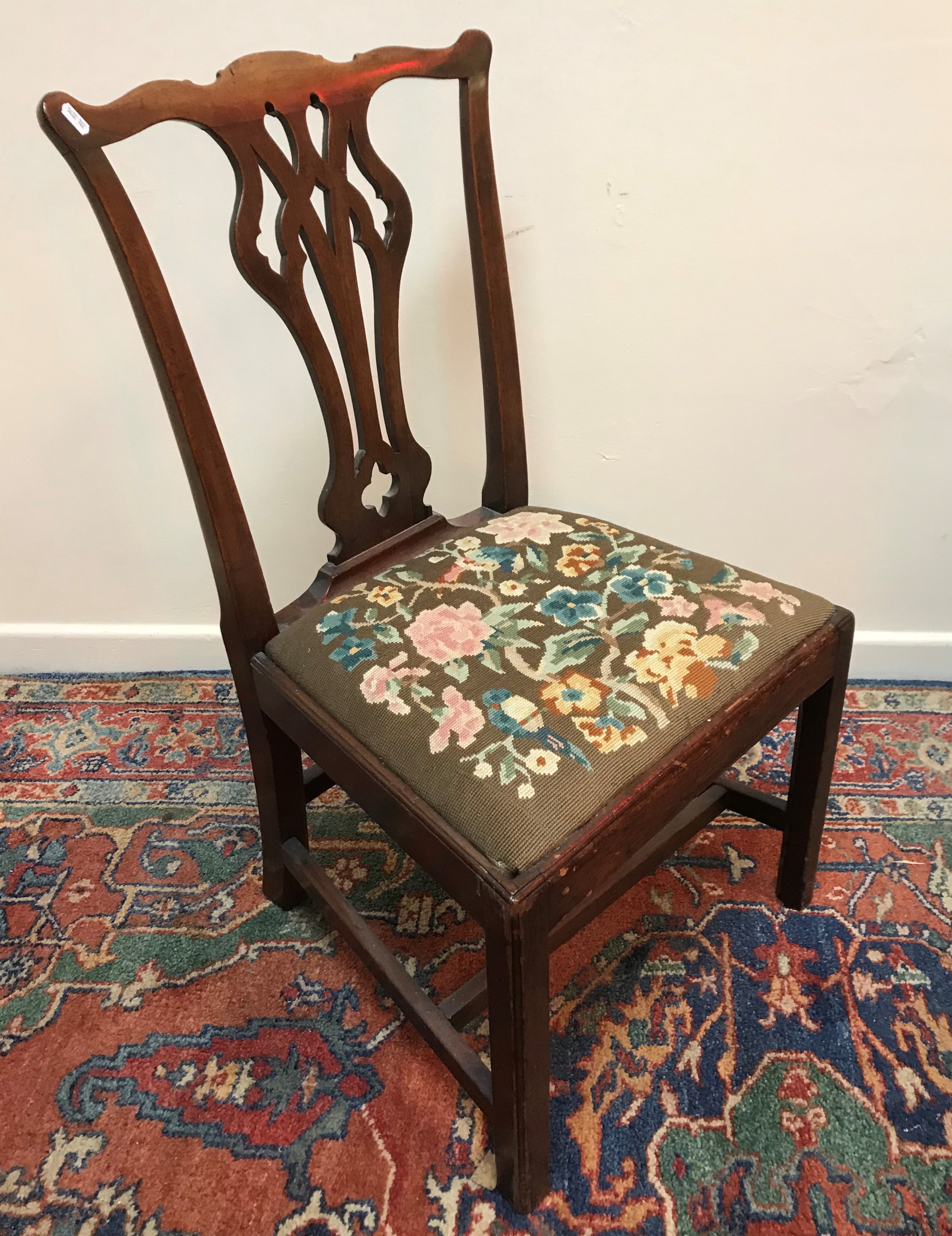 A set of three Regency mahogany bar back dining chairs with upholstered seats on turned front legs, - Image 3 of 3