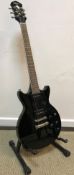 A Hofner black bodied cut away electric guitar,