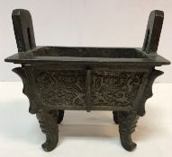 A Chinese bronze censer of rectangular f