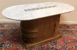 An Art Deco centre table, the elongated