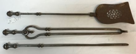 A set of three 19th Century steel fire i