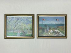 Two matching framed prints of Claude Monet's 'Terrace at the Seaside, Sainte Adresse' + 'Garden at