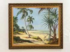 Painting 'Malindi Beach, Kenya in 1954' by Robert Lewis McLellan-Sim, a highly talented Art Master