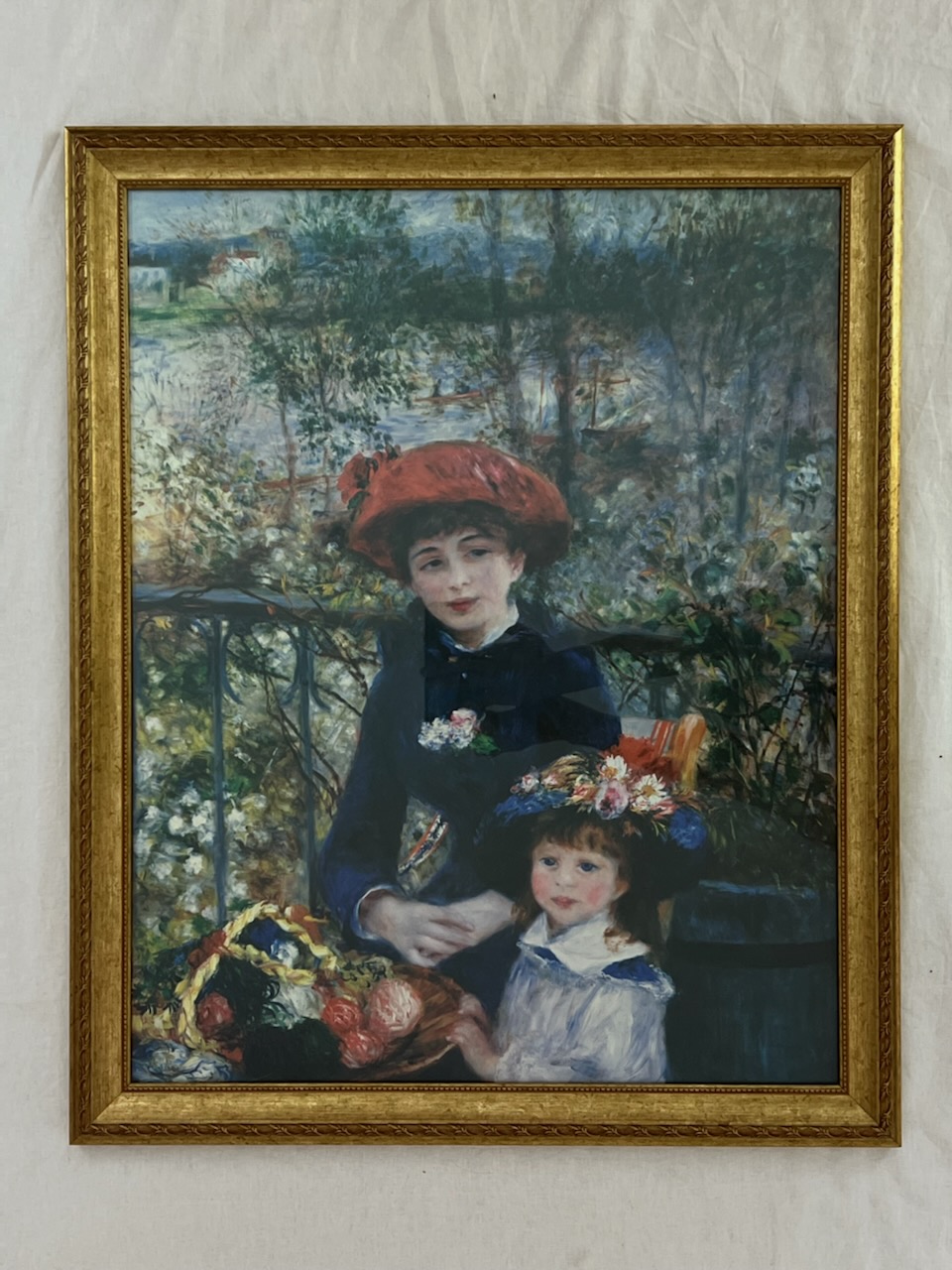 Renoir's 'Two Sisters on the Terrace 1881' print. 67cm x 55cm.