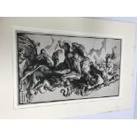 AFTER CHRISTOFFEL "Jegher" and "P P Rubens" "Hercules slaying discord" wood cut print,