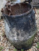 A copper cauldron,
