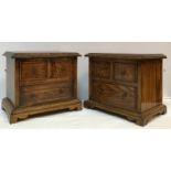 A 20th Century oak miniature table-top chest of two short over one long drawer,