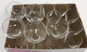 A set of five Stuart Crystal air twist hock glasses 18 cm high together with six matching sherries