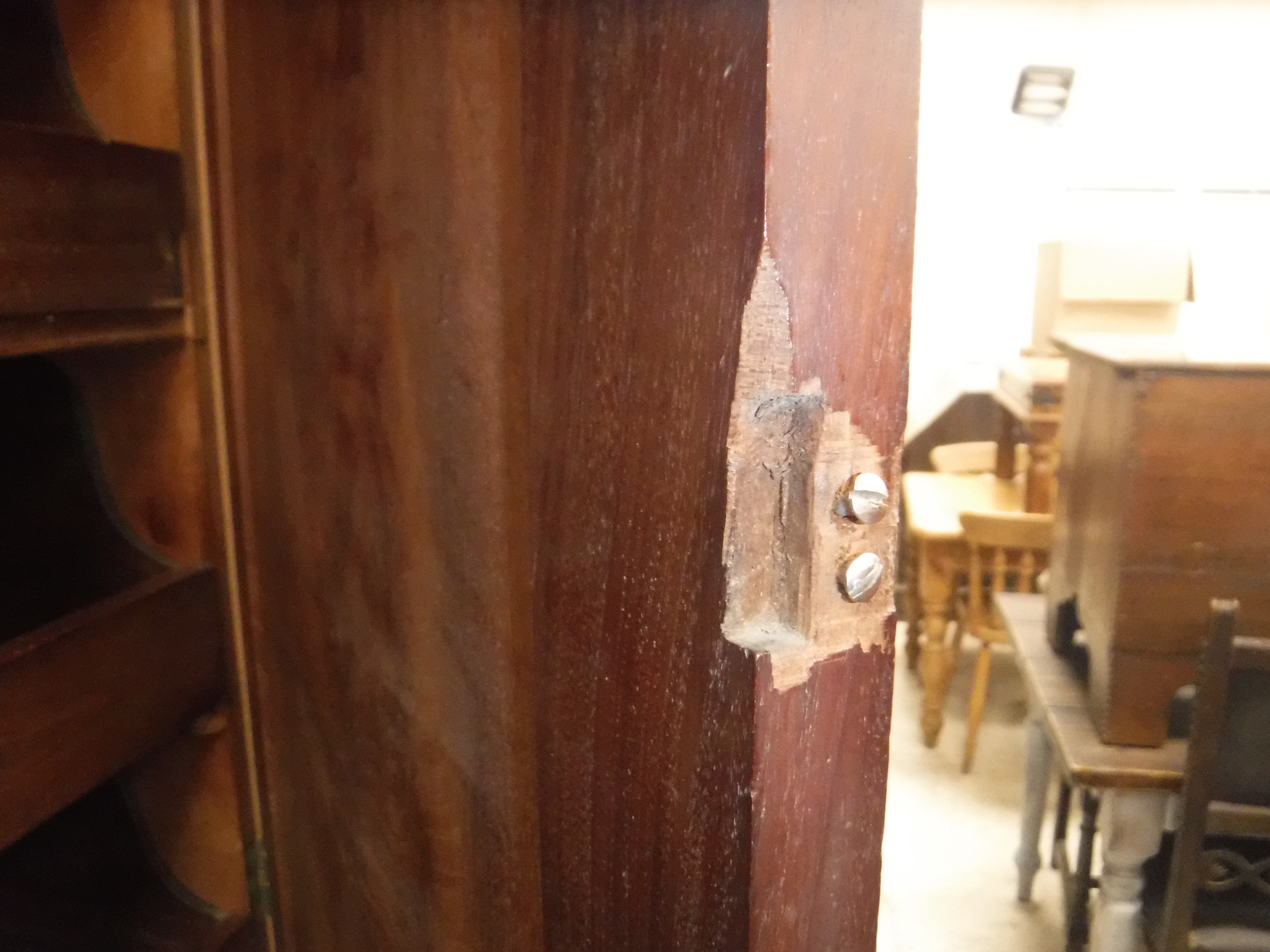 A Victorian mahogany linen press (marriage) the plain top of two sliding cupboard doors above a - Image 9 of 14