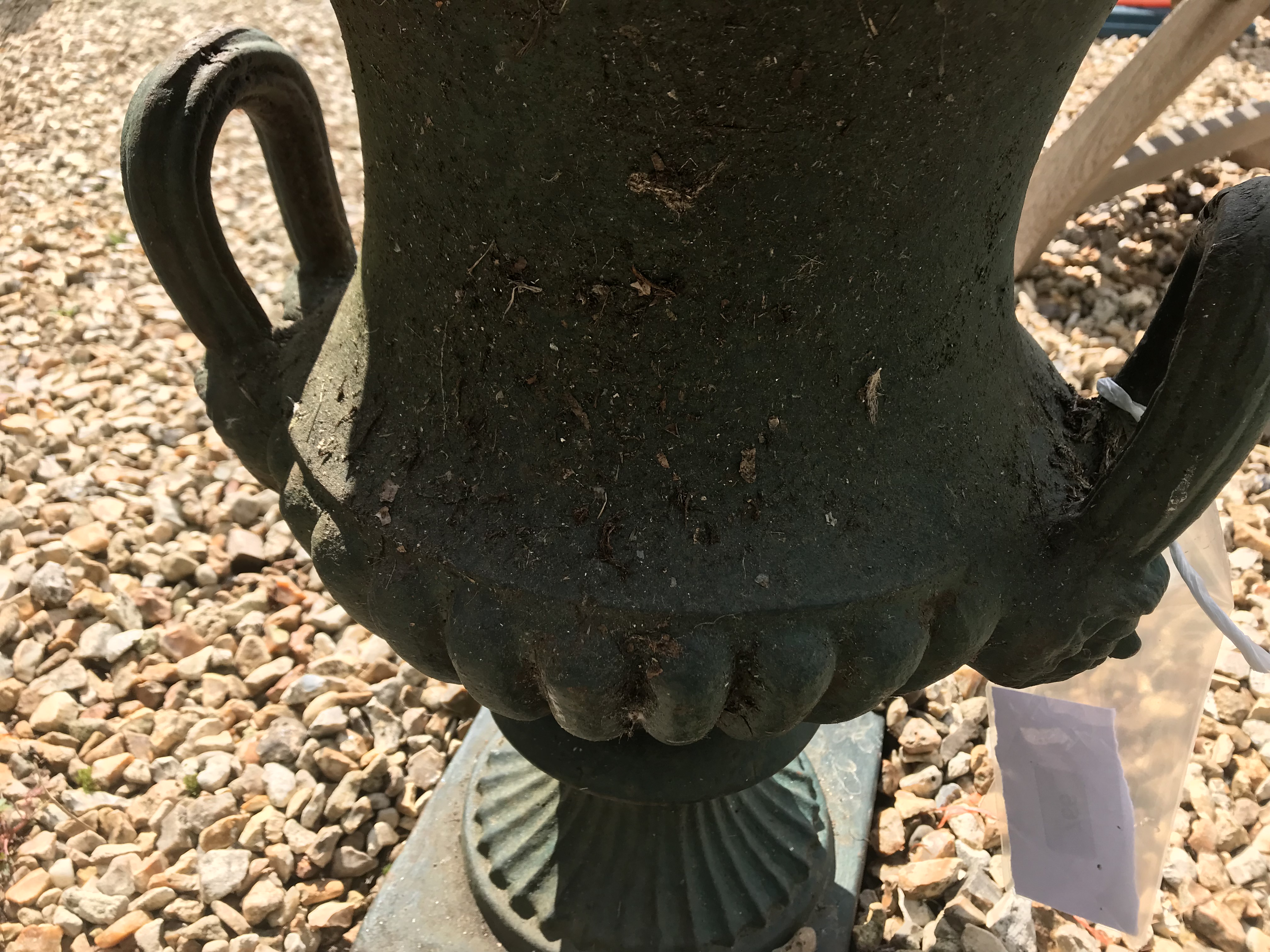 Two similar green cast iron garden urns CONDITION REPORTS Some areas of rusting, - Image 9 of 31