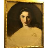 JOHN LEWIS RILEY “Young girl”, head and shoulders study, (shoulders blank), oil on canvas, signed,