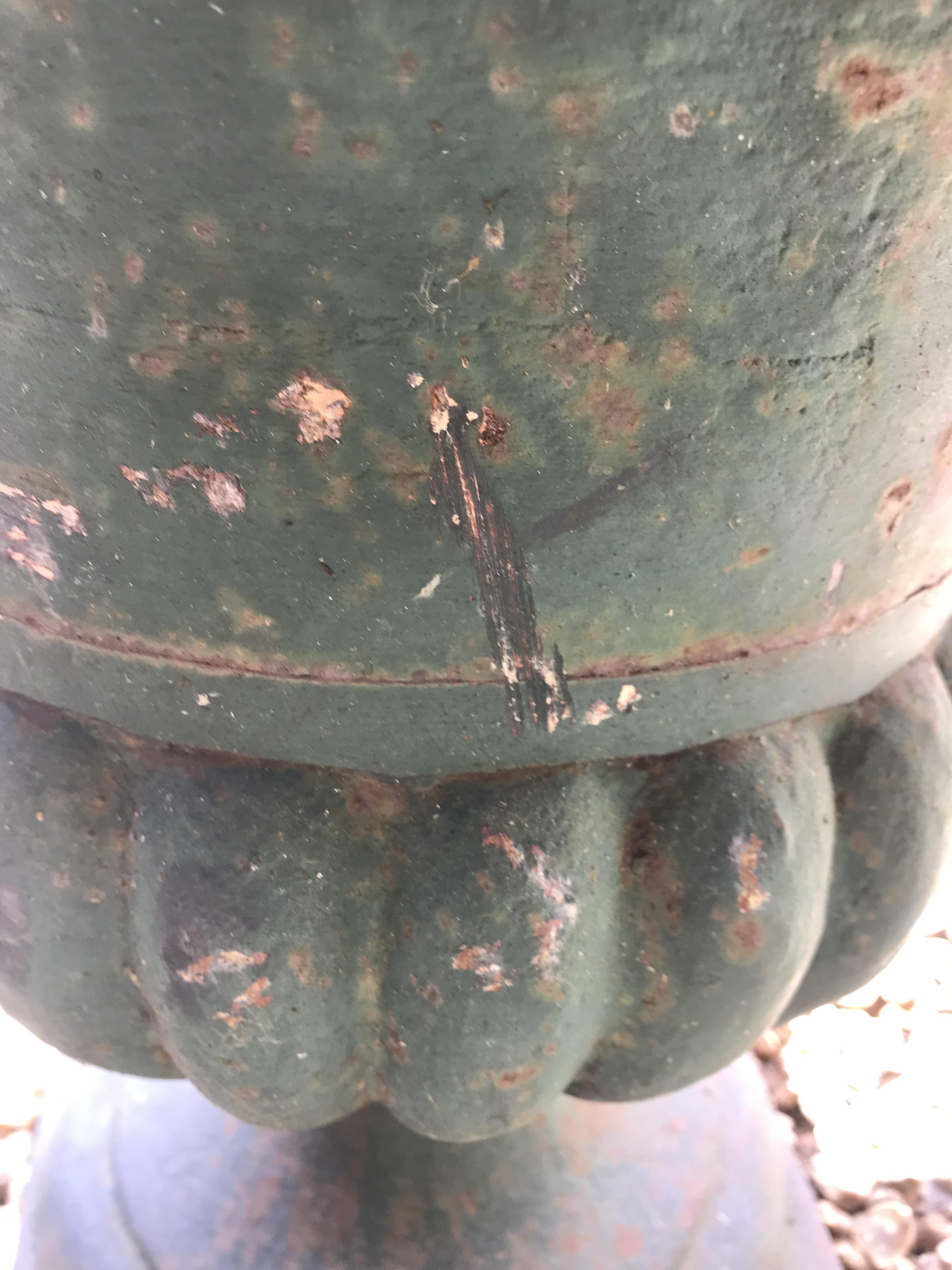 Two similar green cast iron garden urns CONDITION REPORTS Some areas of rusting, - Image 30 of 31