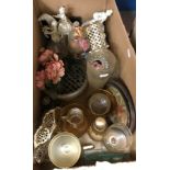 Two boxes of assorted ornaments,