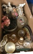Two boxes of assorted ornaments,