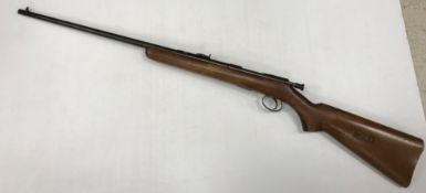A BSA long rifle .22 calibre, bolt action, stamped to stock with BSA logo (Serial No. K22826), 25.