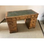 A modern Ducal pine double pedestal desk in the Victorian style,