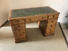 A modern Ducal pine double pedestal desk in the Victorian style,