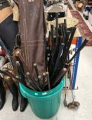 A collection of assorted vintage golf clubs to include LB putter, a Percy Beale wood,