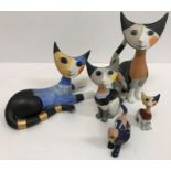 A collection of Goebel cat figures by Rosina Wachtmeister including "Amico", "Felipe", "Claudio",