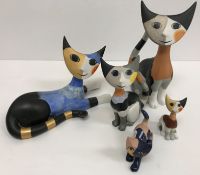 A collection of Goebel cat figures by Rosina Wachtmeister including "Amico", "Felipe", "Claudio",