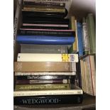 Five boxes of books various including arts and antiques, "An Illustrated Encyclopedia of Mysticism",