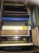 Five boxes of books various including arts and antiques, "An Illustrated Encyclopedia of Mysticism",