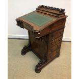 A Victorian burr walnut davenport desk,