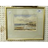ELIZABETH HAINES "Beach scene with figures", watercolour, signed and dated 1986 lower left,