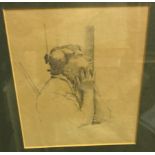 MALCOLM DRUMMOND (1880-1945) “Woman with head in hands”, a portrait study, pencil, unsigned,