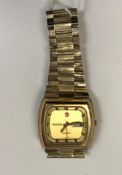 A gold plated cased Rado Senator wristwatch with gold coloured batons and date aperture to the