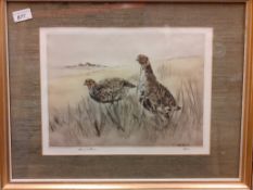 AFTER HENRY WILKINSON "English Partridge in a landscape", coloured etching, No'd.