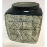 A Troika marmalade pot of square form with edged decoration, by Anne Lewis, circa 1962-72,