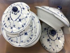 A collection of Royal Copenhagen blue fluted lace pattern dinner wares including twelve dinner