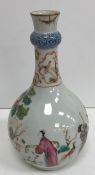 A Chinese Chien-Lung gourd-shaped bottle vase with honeycomb decorated collar,