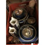 A collection of items to include various Adams Jasperware type china to include biscuit barrels,