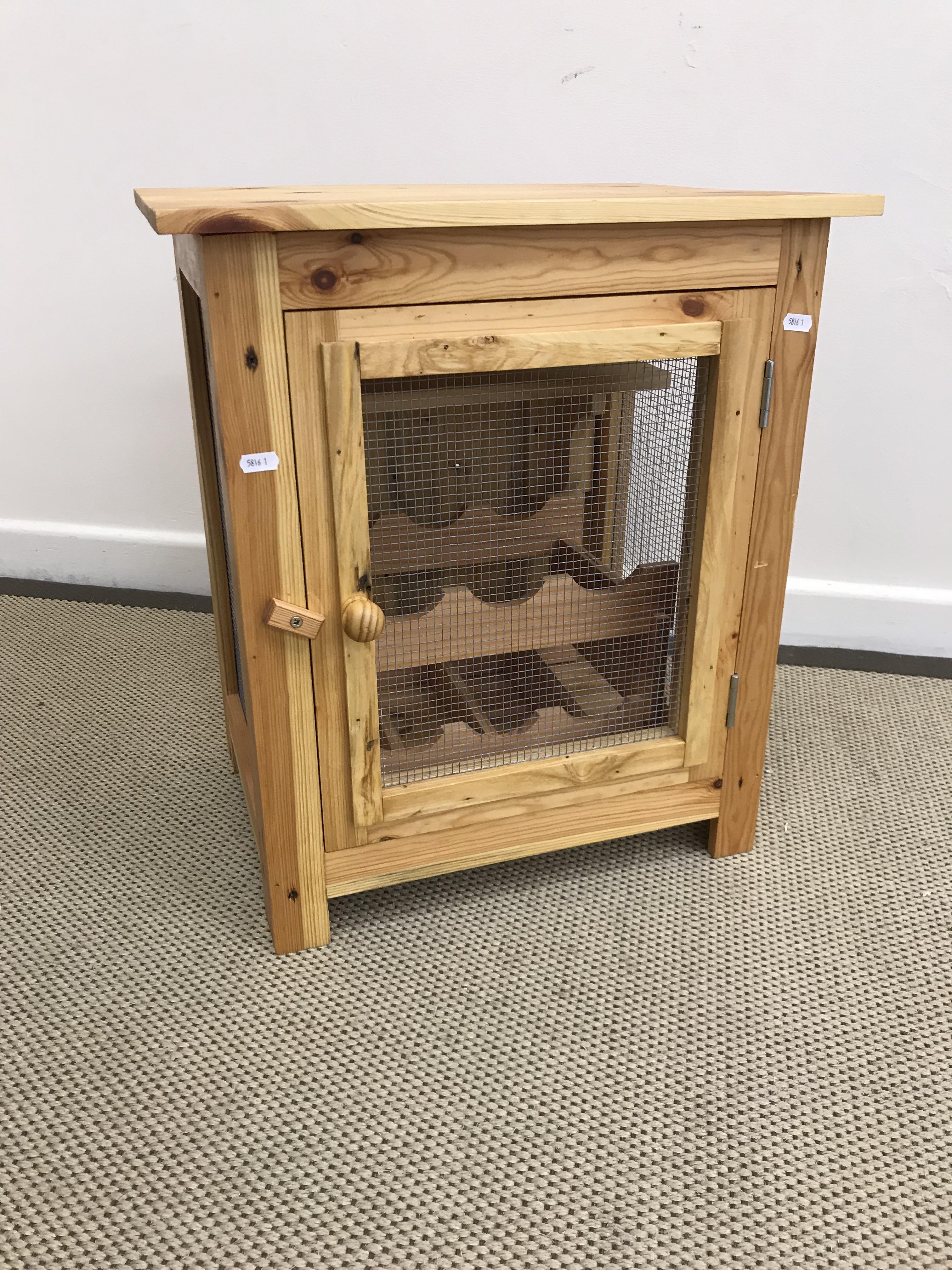 A modern pine and wire work six section wine storage cabinet of meat safe form - Image 2 of 2