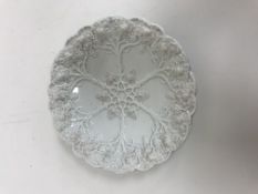 A late 19th / early 20th Century Meissen relief work grape and vine decorated dish,