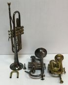 A Boosey & Hawkes plated trumpet with engraved decoration,