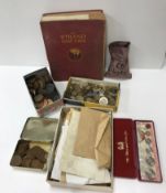 A box containing assorted coinage to include George III cartwheel pennies, etc,