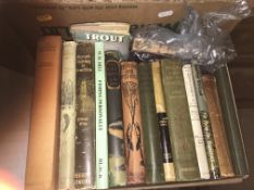 Two boxes of books on the subject of fishing including BRIG J L CAUNTER "Shark Angling in the UK",